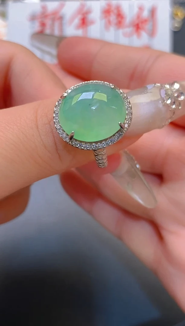 【闪购商品】翡翠耳饰银S925镶嵌天然A货翡翠1