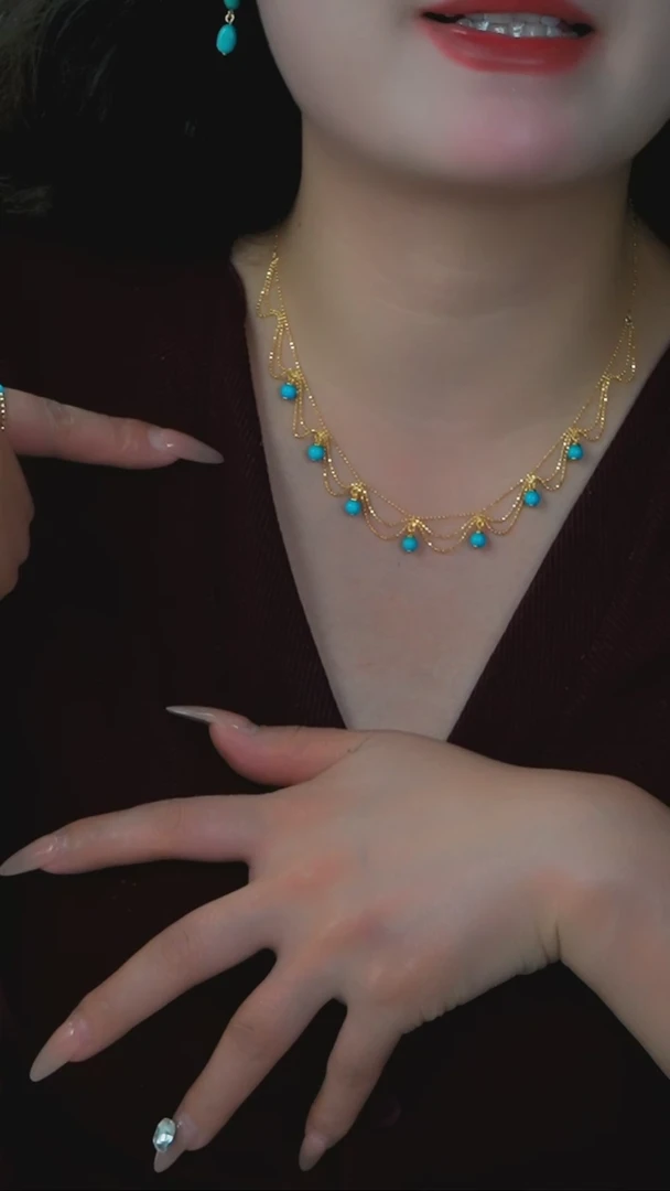 【闪购商品】绿松石项链银S925镶嵌发货一件