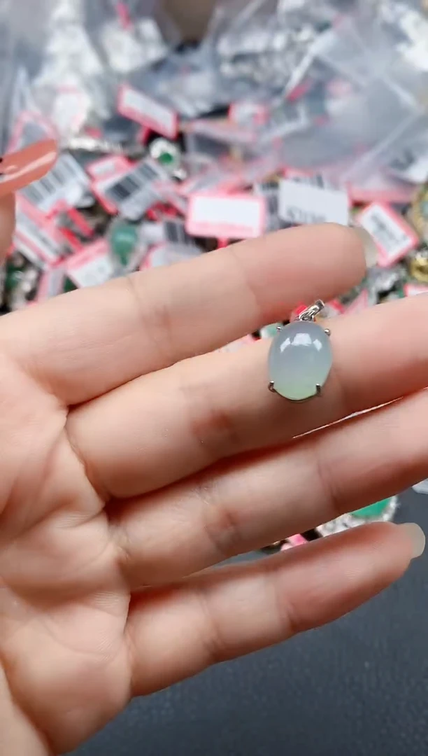 银S925镶嵌戒指翡翠天然A货缅甸翡翠