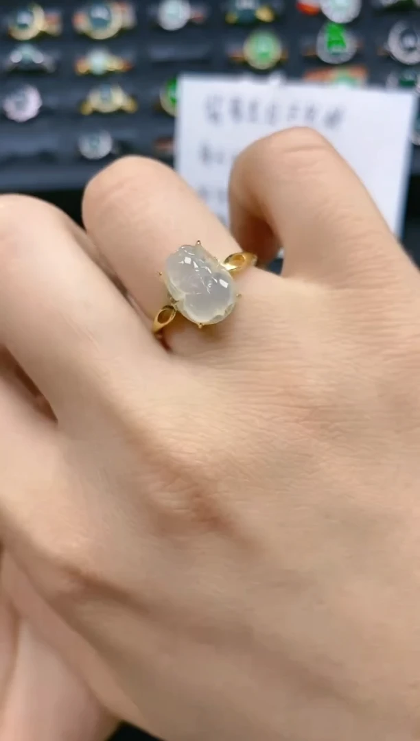 翡翠戒指银S925镶嵌天然翡翠