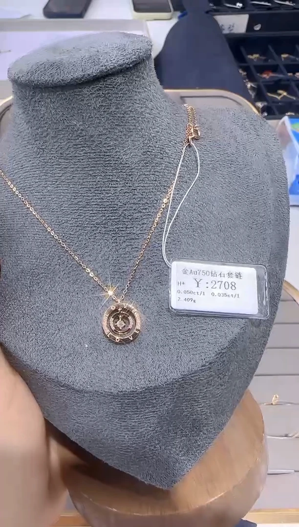 颈饰18K金镶嵌钻石18K金套链2168