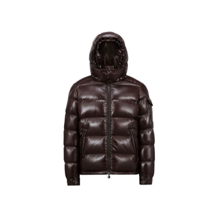 未使用 MONCLER 纯色漆面防水连帽舒适羽绒夹克外套