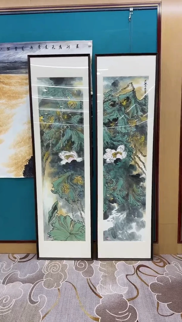 【闪购商品】书法绘画Y-闫辉-两条屏-花鸟画不带框