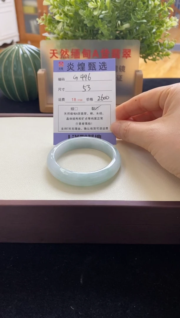 未镶嵌手镯翡翠圈口52.5编码g496