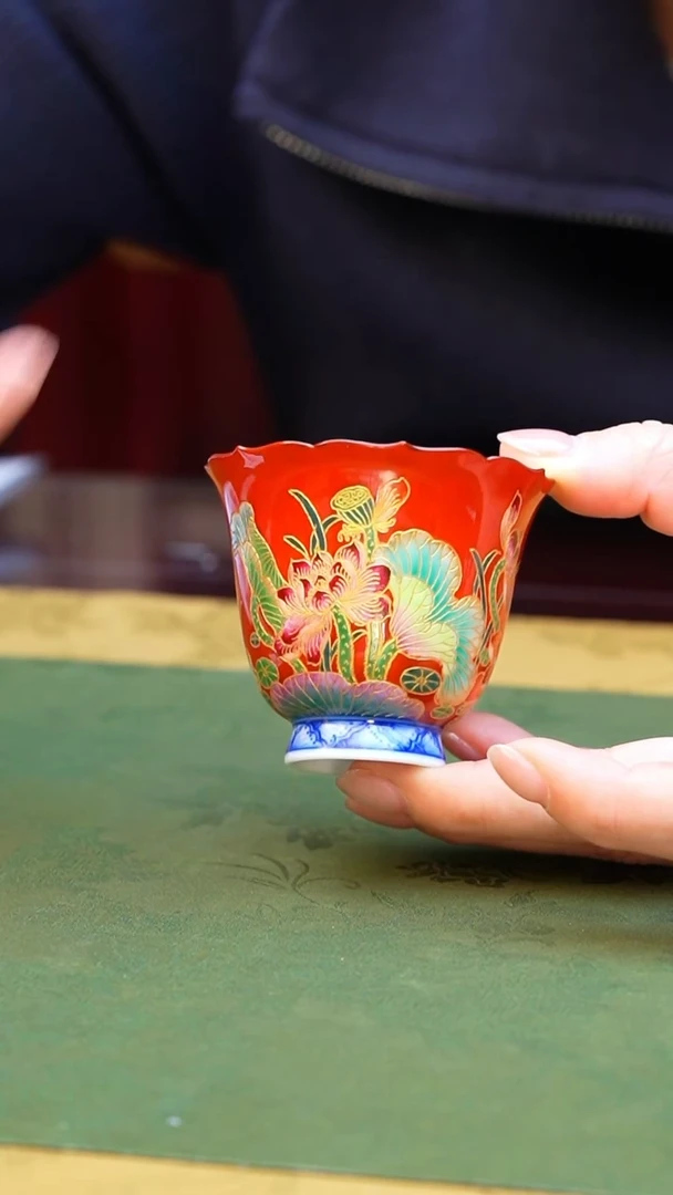 矾红和和美美撇口杯