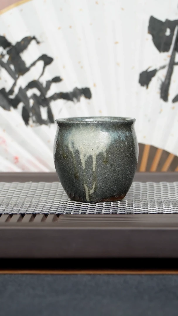 茶杯紫砂嘎*脆紫砂柴烧天然落灰釉原矿零添加紫泥