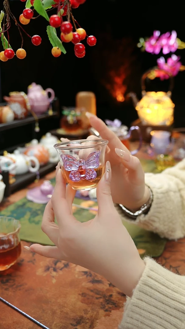 【闪购商品】紫色蝴蝶品茗杯60cc@@@@@@@