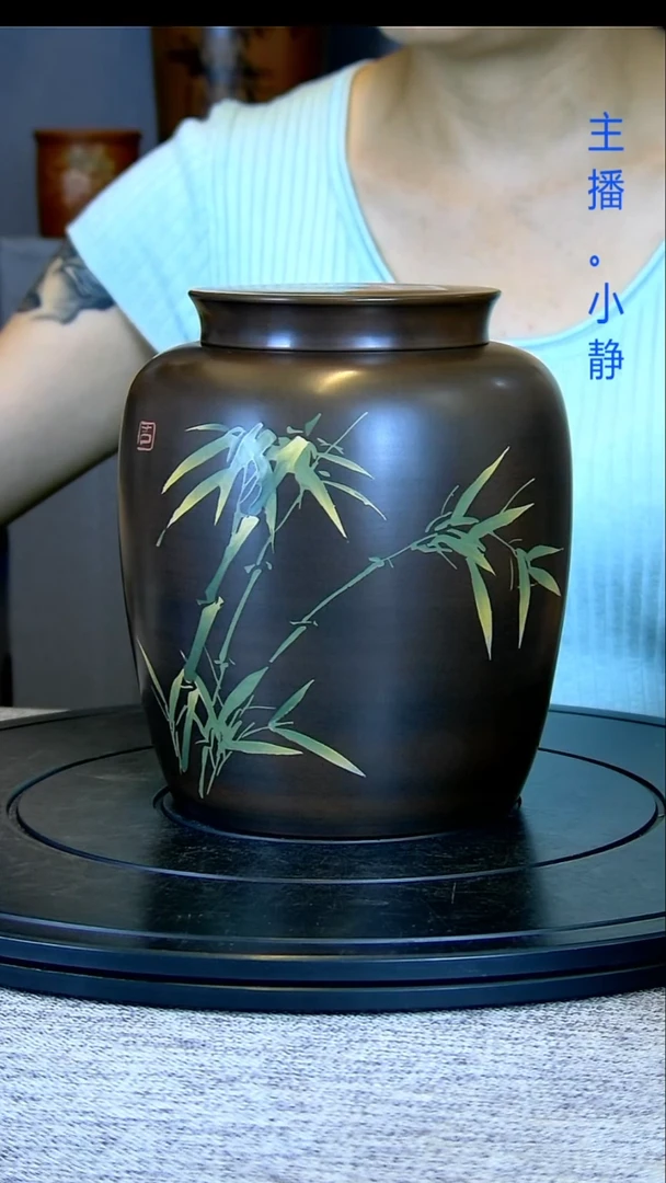建水全手工紫陶茶罐精磨090