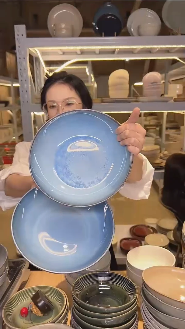 瓷256外贸尾货高温釉下彩陶瓷餐具默认微瑕