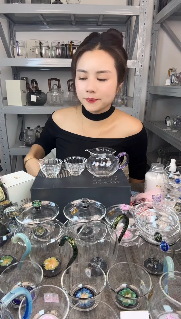 水晶玻璃无盖款禾器 纳福公道杯 浅紫色