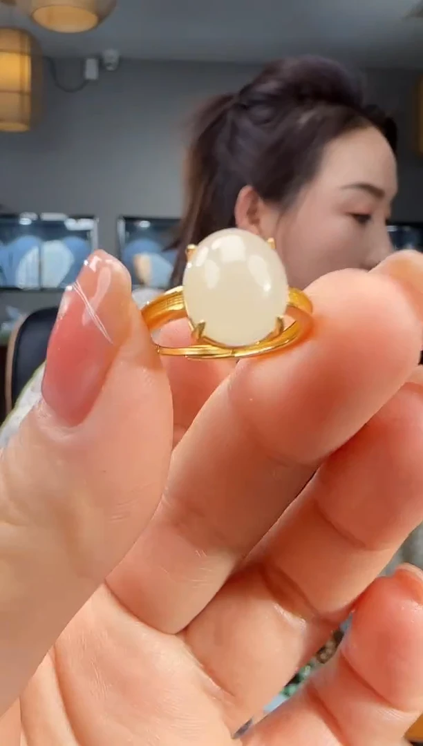 银S925镶嵌戒指和田玉1