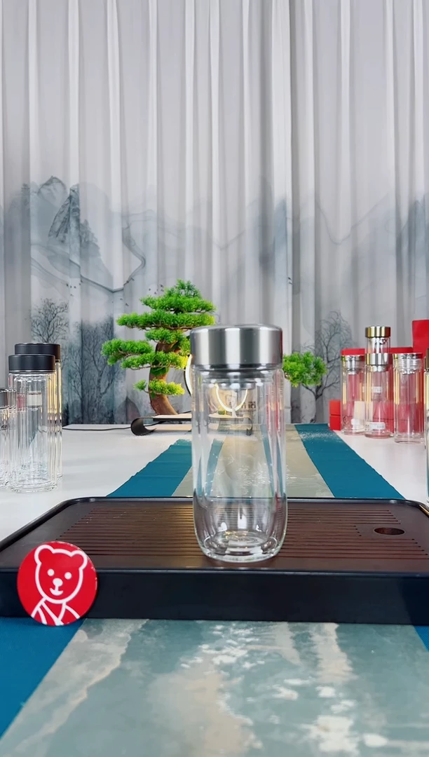 高硼硅玻璃茶隔款希诺双层鹅蛋玻璃杯280毫升礼盒装7157