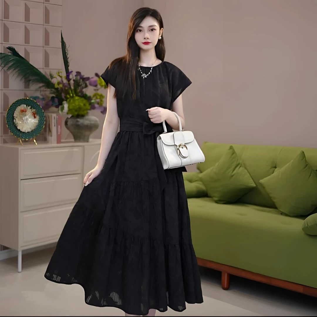 AMASS阿玛施夏季插肩袖长裙小众气质显瘦连衣阿玛施无袖连衣裙