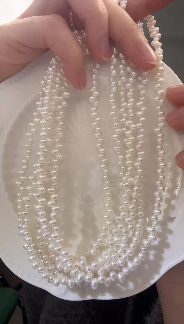 颈饰银S925镶嵌淡水珍珠蕾丝花瓣 澳白光