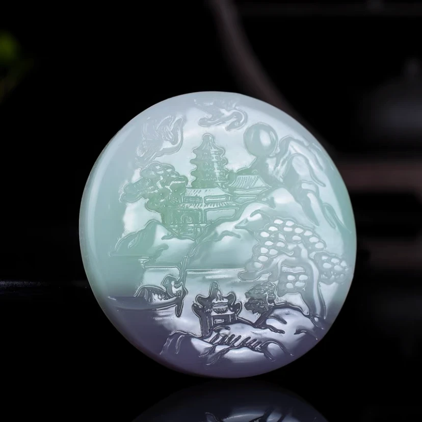 【国玉珠宝】和田玉烟紫山水吊坠 客服链接（勿拍）