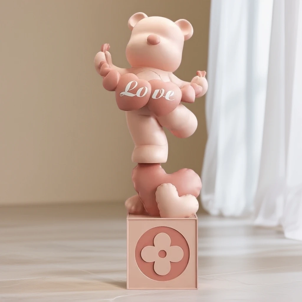 玫瑰新款客厅玄关网红装饰品轻奢电视柜酒柜卡通摆件公仔