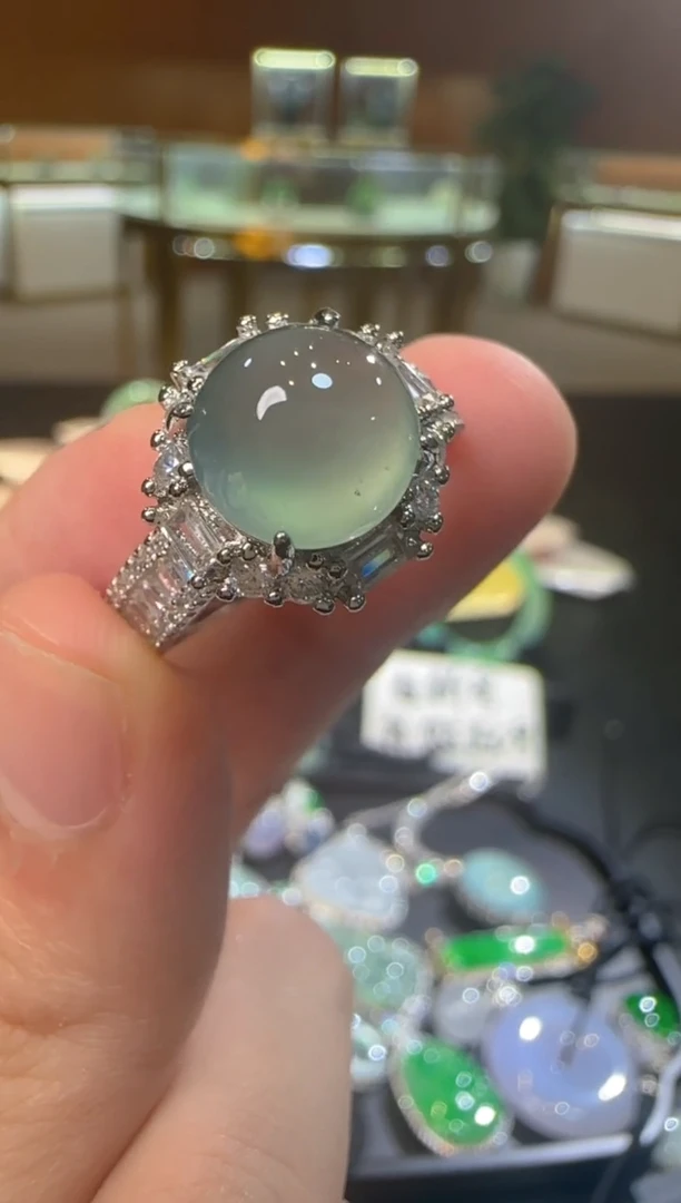 合金戒指翡翠天然A货翡翠蛋面戒指多样性发其一