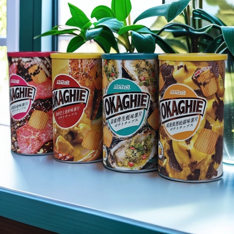 品冠园桶装海鲜薯片芝士龙虾生蚝巧克力味休闲追剧必备解馋零食脆