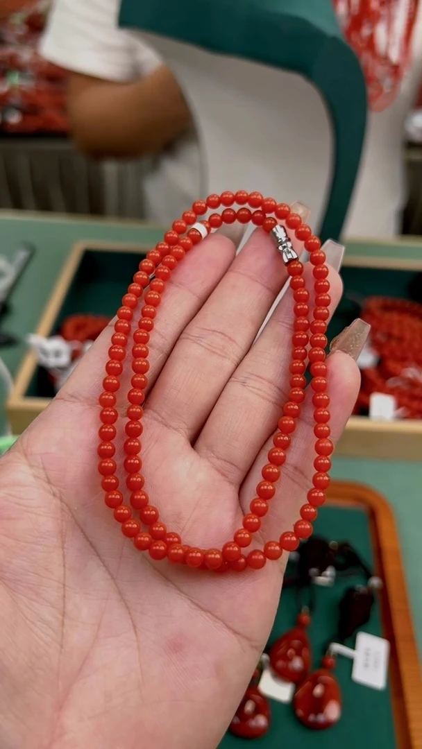 南红玛瑙珠串未镶嵌保山滴水洞尖货4mm项链