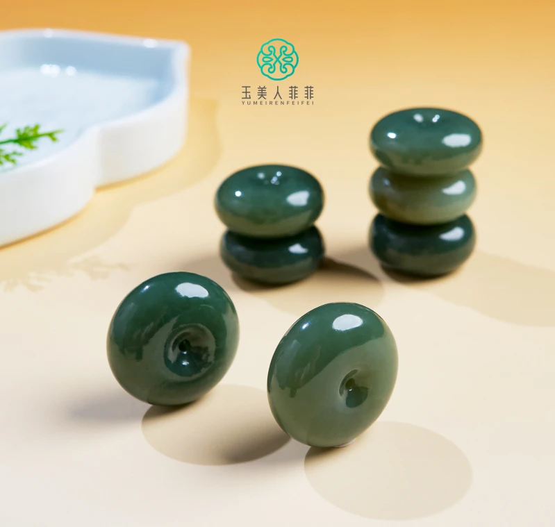 菲菲珠宝好@和田玉吊坠-且末蓝平安扣25mm多样性发一赠绳