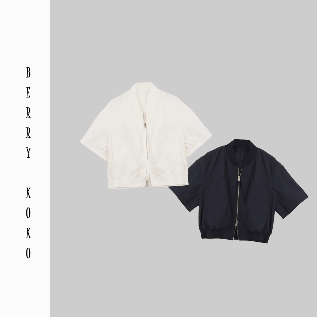 夏款百搭山本高品质时尚棒球领双向拉链复古半袖洗水防晒外套Y687