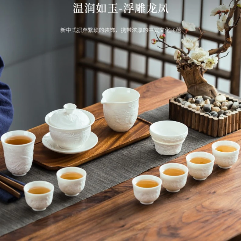 新中式家用简约手工轻奢高档茶具大号主人杯茶杯日式描金茶盖碗