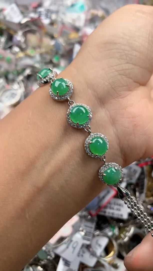 银S925镶嵌戒指翡翠8888----9