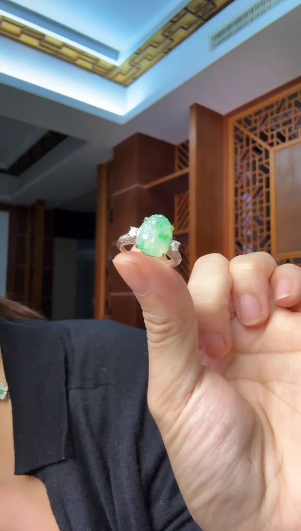 银S925镶嵌戒指翡翠戒指