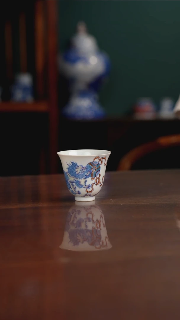 空山明月 新斗彩 双狮