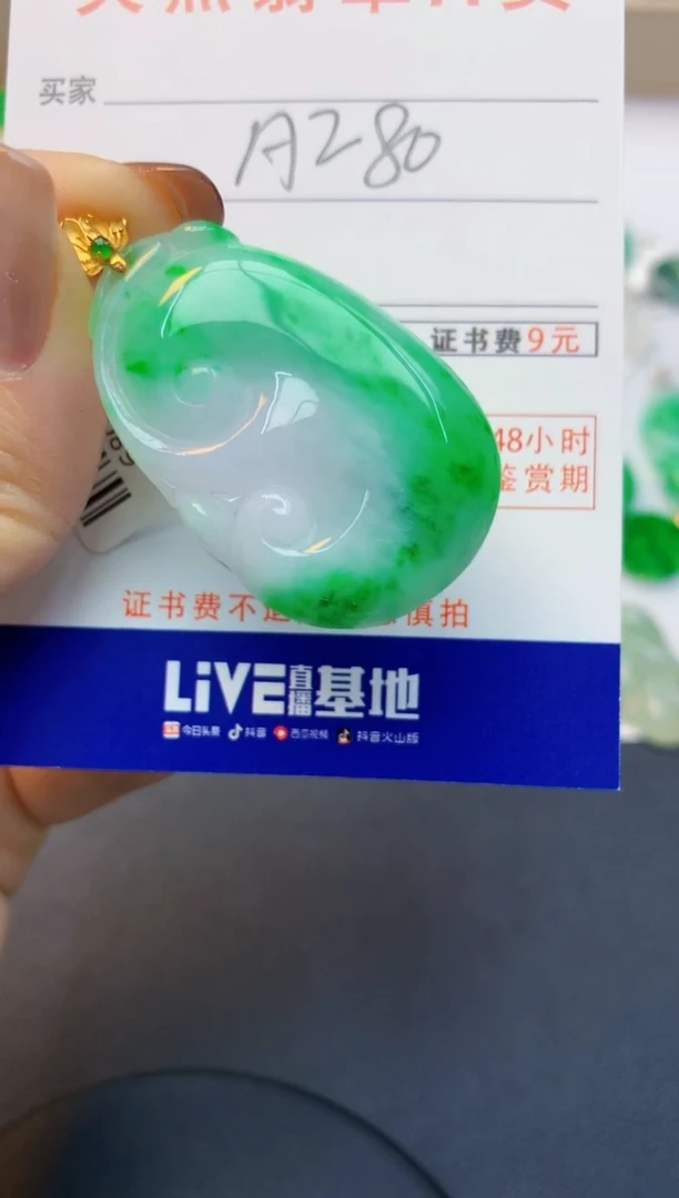 颈饰18K金镶嵌翡翠天然缅甸A货翡翠百元以上9元证书费自理