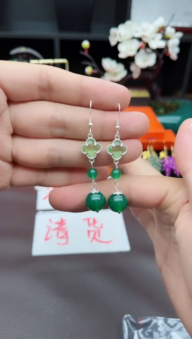 玛瑙/玉髓耳饰银S925镶嵌705000