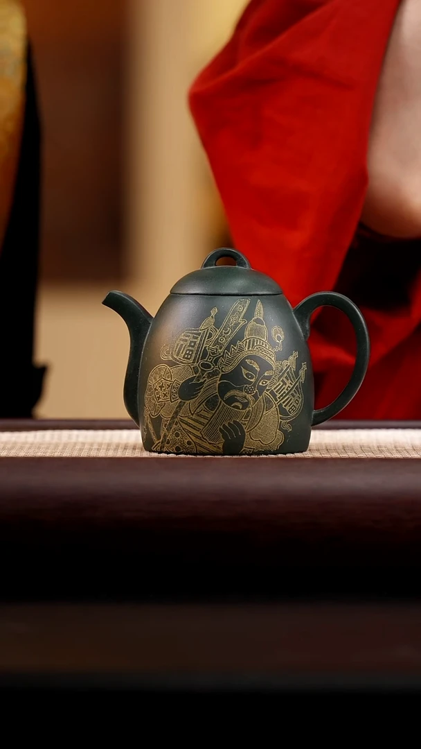 茶壶紫砂景舟墨绿泥绿美人220cc