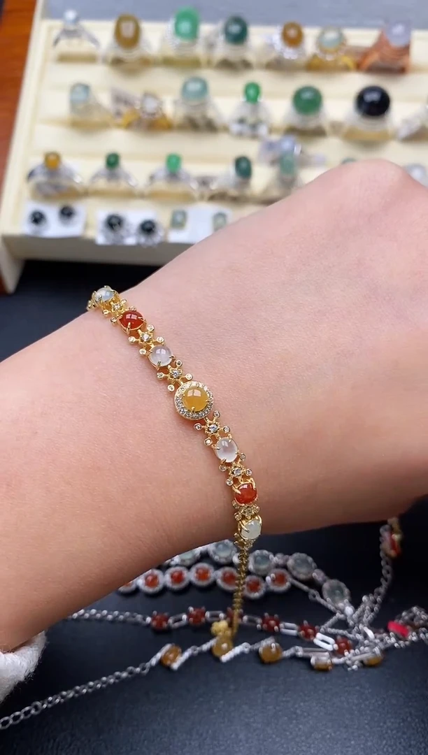 【闪购商品】翡翠戒指银S925镶嵌缅甸天然A货翡翠111  5-3