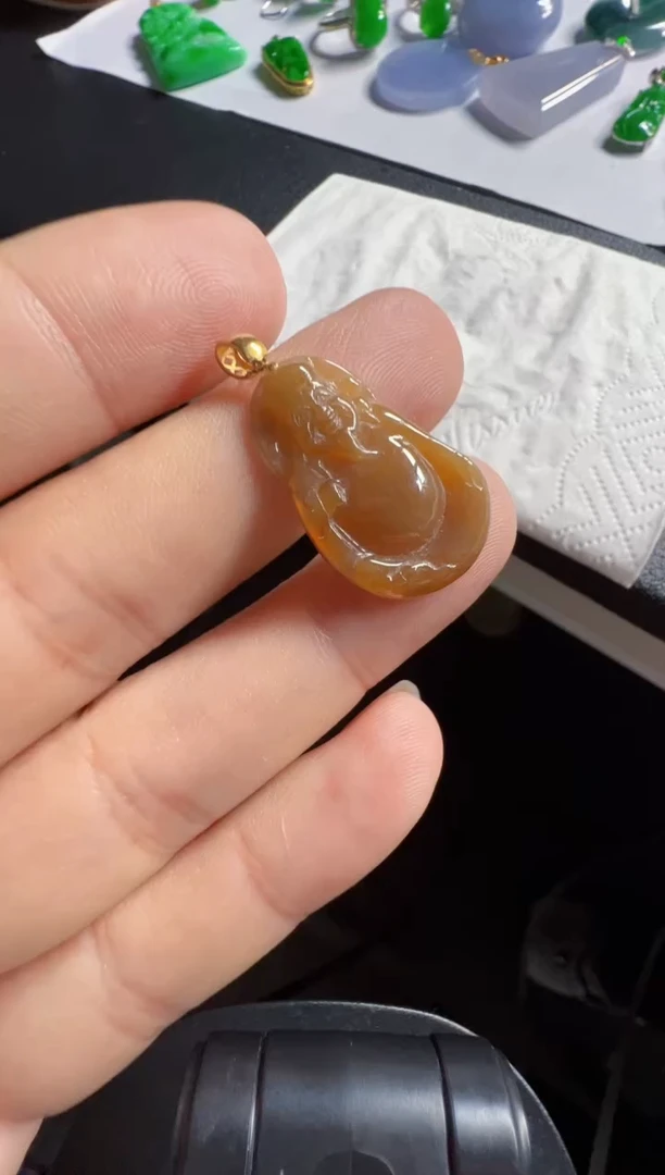 吊坠(不含链)18K金镶嵌翡翠580