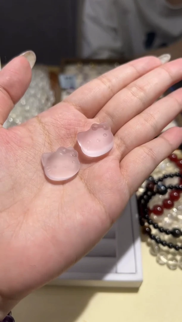 水晶手链未镶嵌粉水晶kitty猫单颗