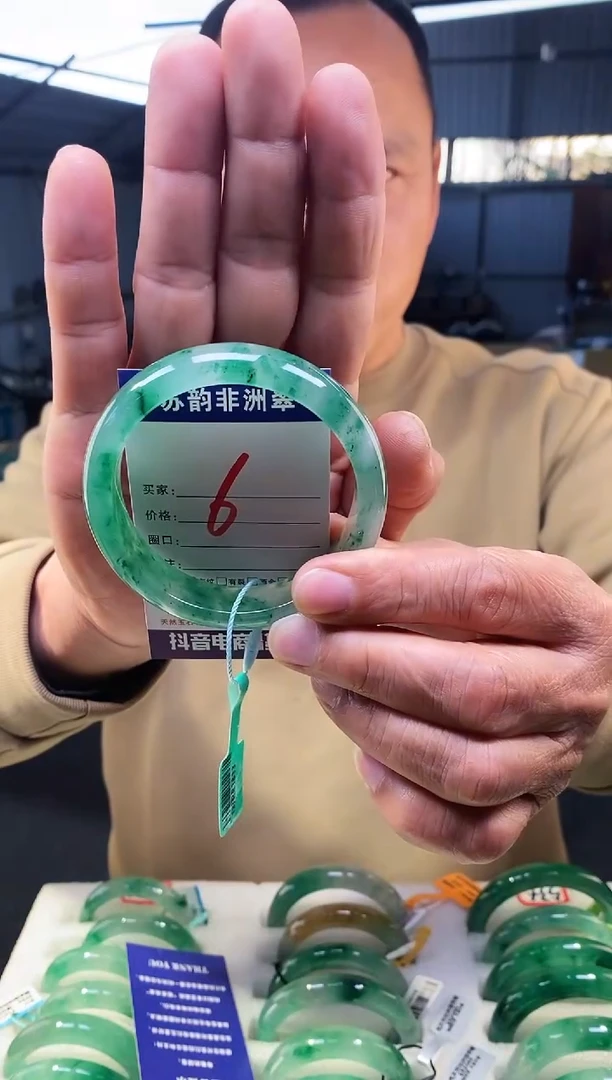 未镶嵌手镯石英质玉（非洲翠）飘花那么匀那么灵动的美货