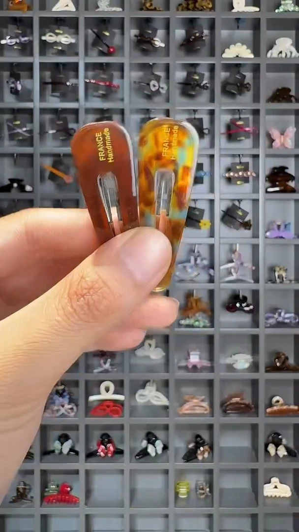 醋酸非金属韩国醋酸品牌发饰5cm掰掰边夹一对琥珀深棕色