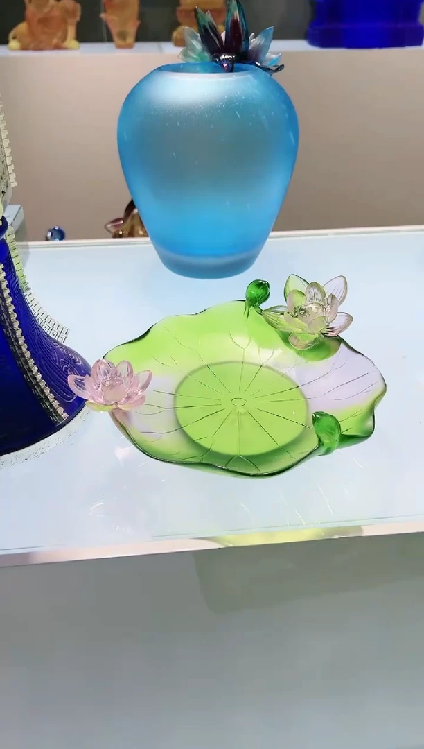 【闪购商品】茶宠古法琉璃荷花果盘