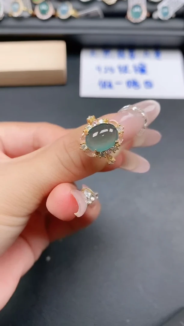 银S925镶嵌戒指翡翠11