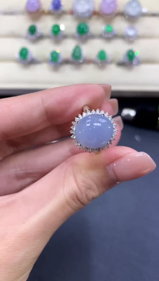 【闪购商品】翡翠戒指18K金镶嵌a149紫货有色差
