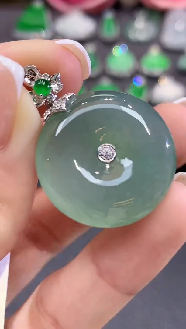 吊坠(不含链)18K金镶嵌翡翠b6