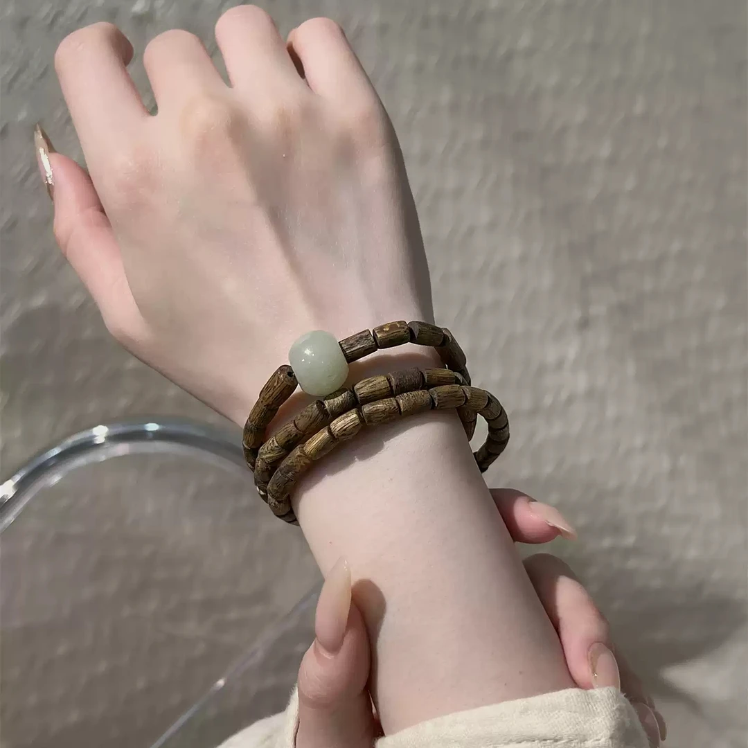 非金属木质手链 S11065<秋梦>香香圆柱（长短不一）苹果珠弹力手串