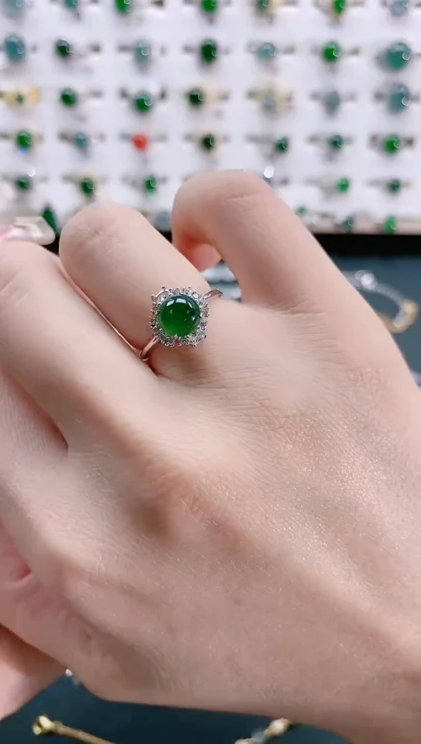 【闪购商品】翡翠戒指银S925镶嵌天然翡翠