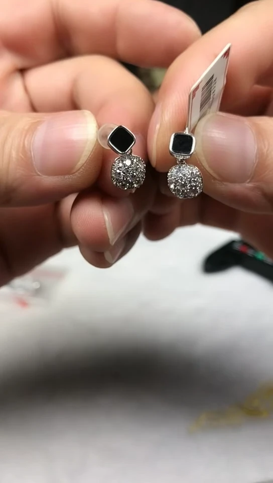 玛瑙/玉髓耳钉银S925镶嵌耳饰