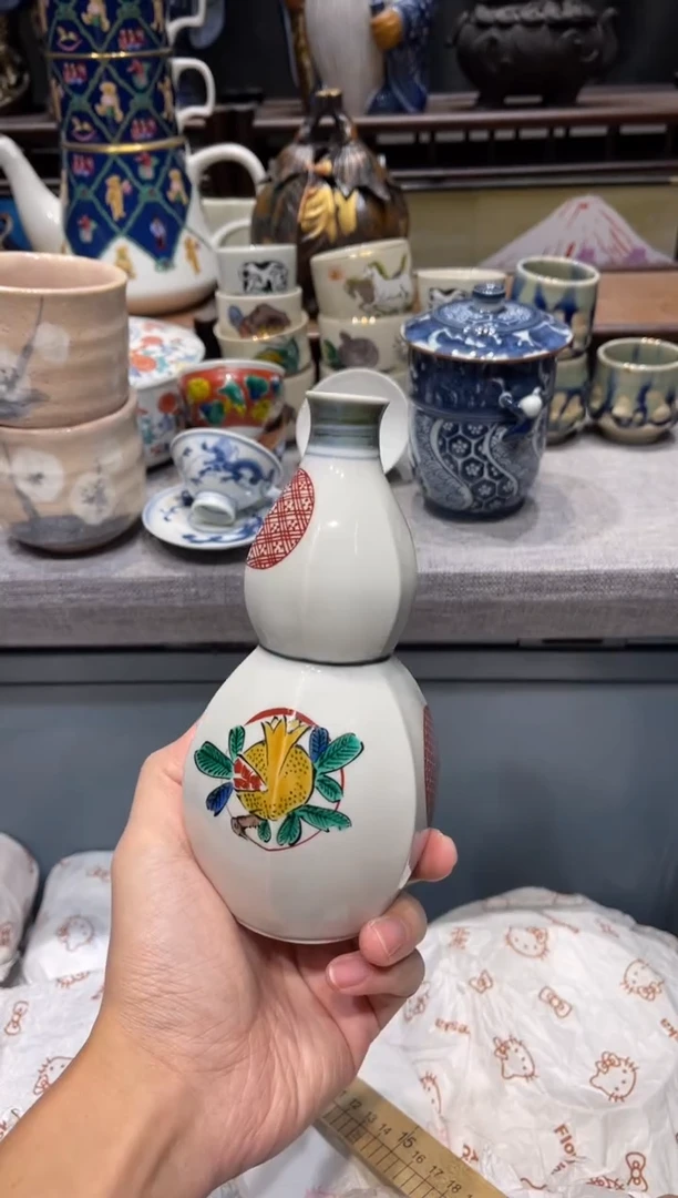 瓷片九谷葫芦瓶子