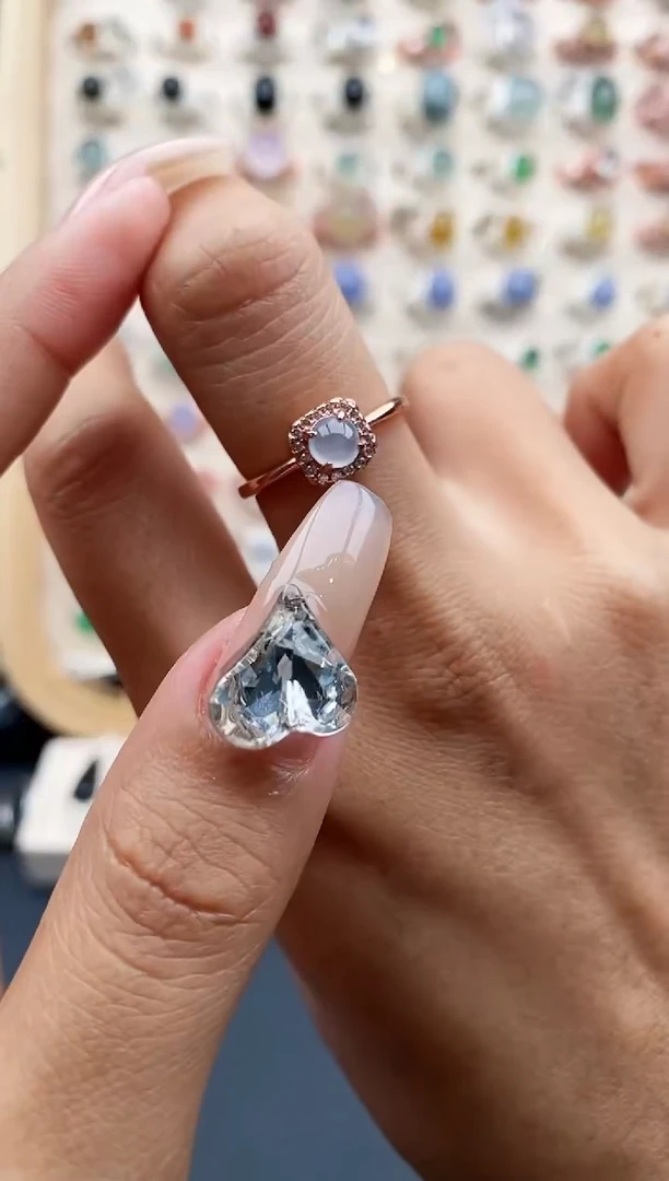 【闪购商品】翡翠戒指银S925镶嵌缅甸天然A货2222+8+