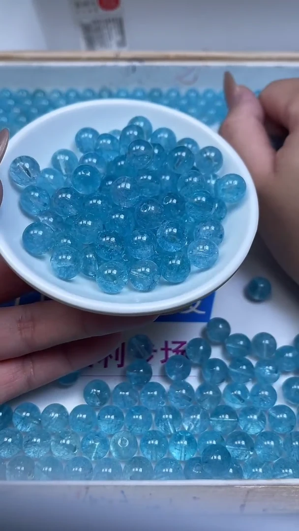 未镶嵌珠宝半成品水晶C895 海蓝水晶10mm5个9.9元