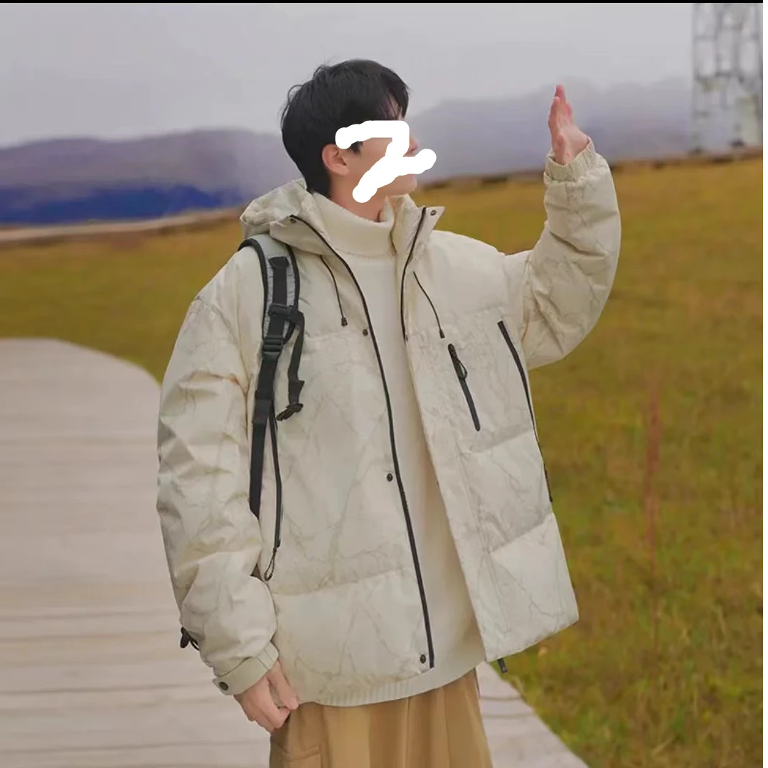 冬季连帽宽松设计感加厚保暖面包羽绒服4909