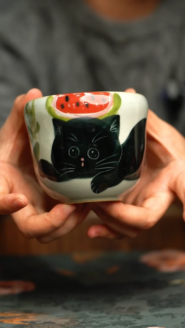 杯釉下彩手工手绘同款陶器