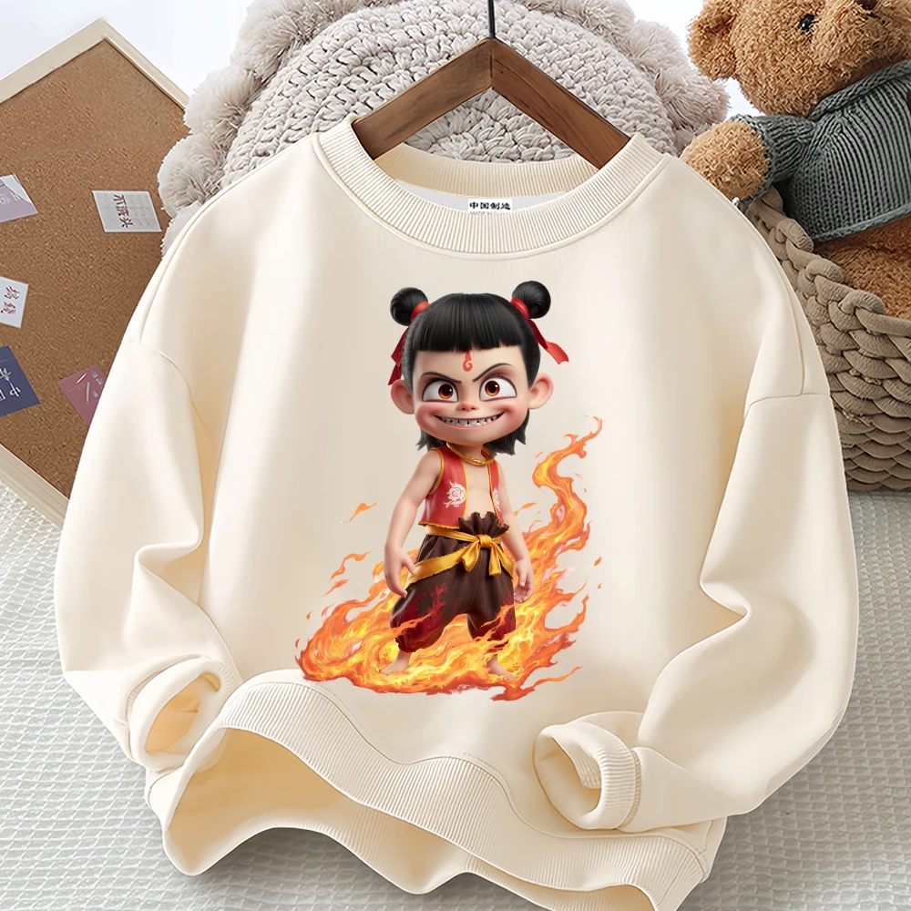 哪吒魔童降世卡通春秋冬新款小中大男女儿童卫衣圆领加厚宽松长袖